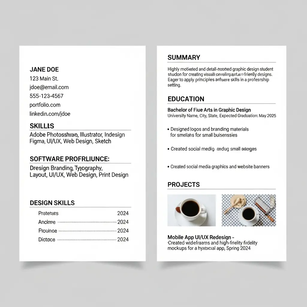 graphic design internship resume