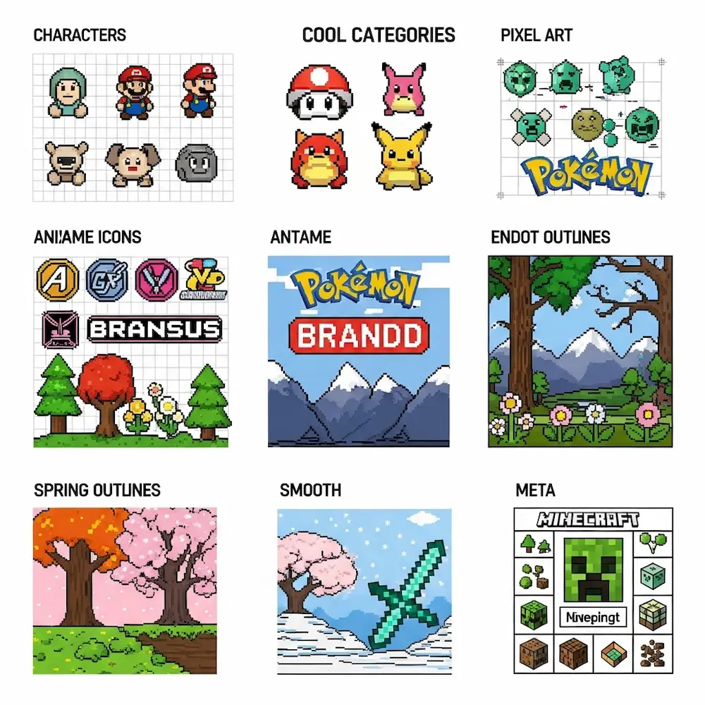 Categories of Cool Minecraft Pixel Art Designs